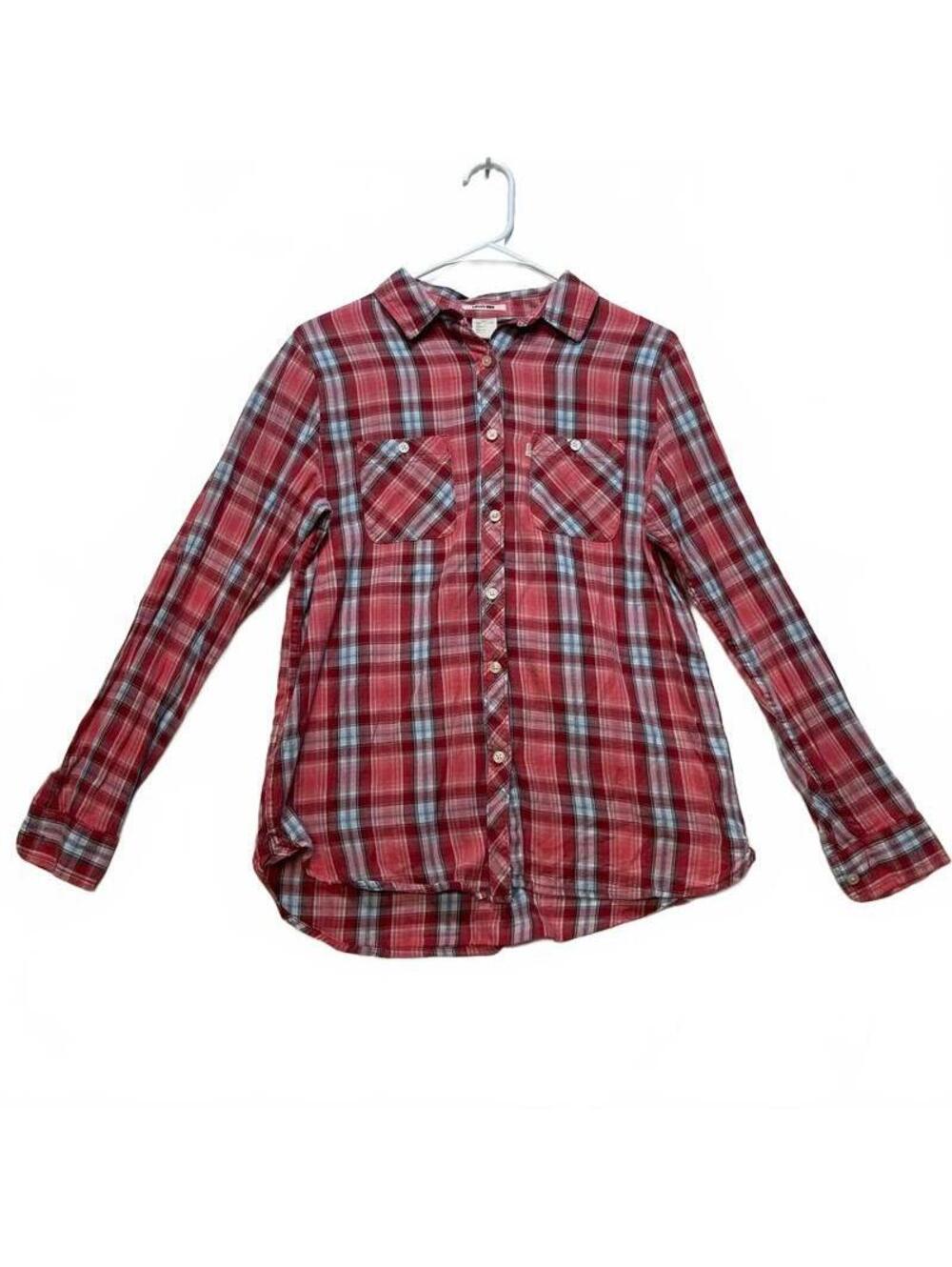 Levi's Women's Red Plaid Button Up Shirt 100% Cotton Long Sleeve Small